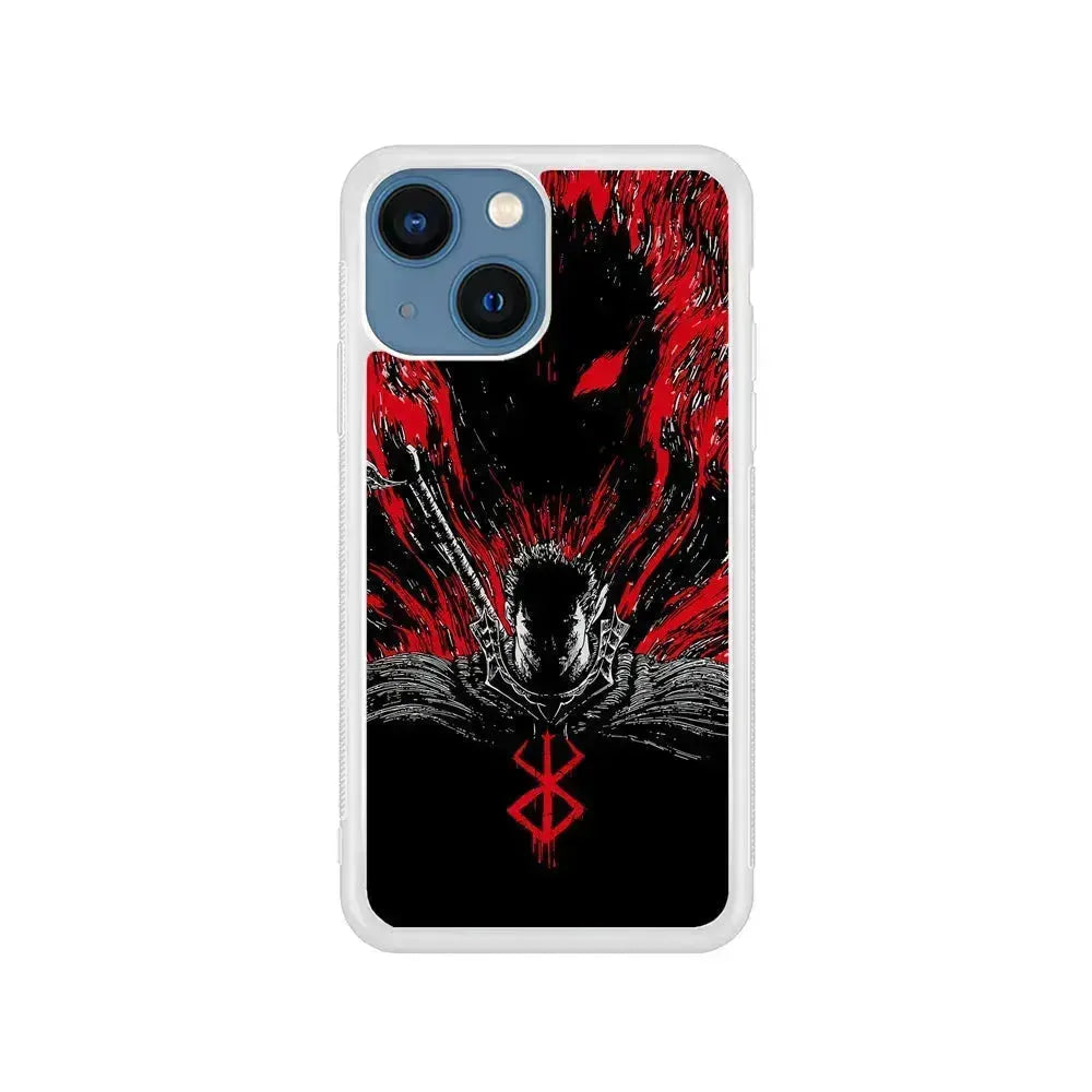 Guts Berserk The Black Swordsman iPhone 13 Mini Case-Rubber / White (2D Case)-Xtracase