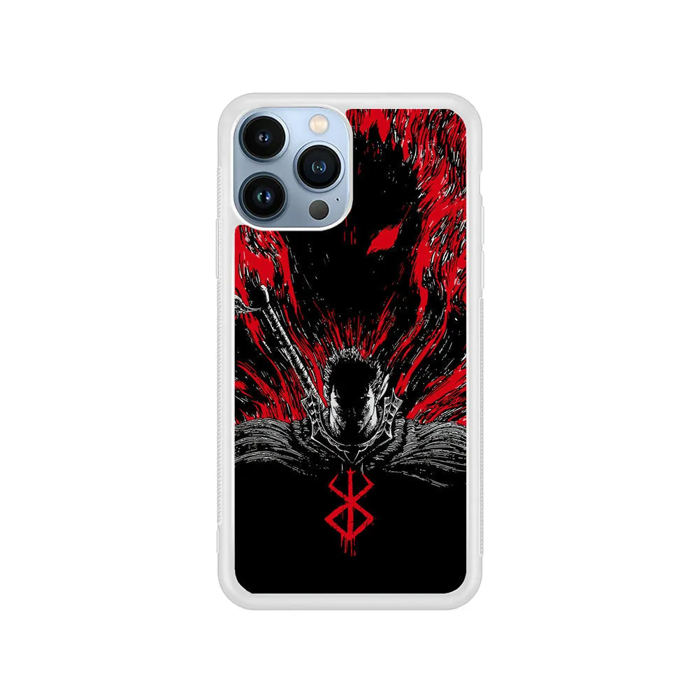 Guts Berserk The Black Swordsman iPhone 13 Pro Case-Rubber / White (2D Case)-Xtracase