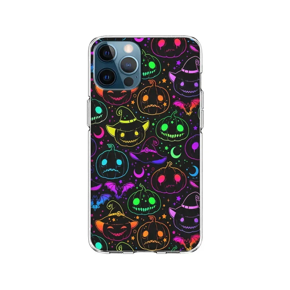 Halloween Pumpkins and Flying Bats iPhone 15 Pro Max Case-Clear Soft Case-Xtracase