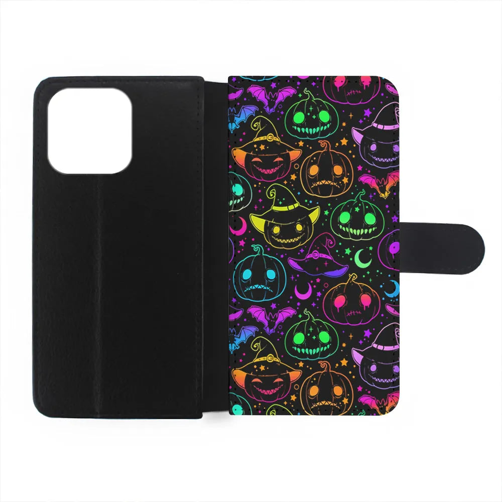 Halloween Pumpkins and Flying Bats iPhone 13 Pro Case-Flip Wallet Case-Xtracase