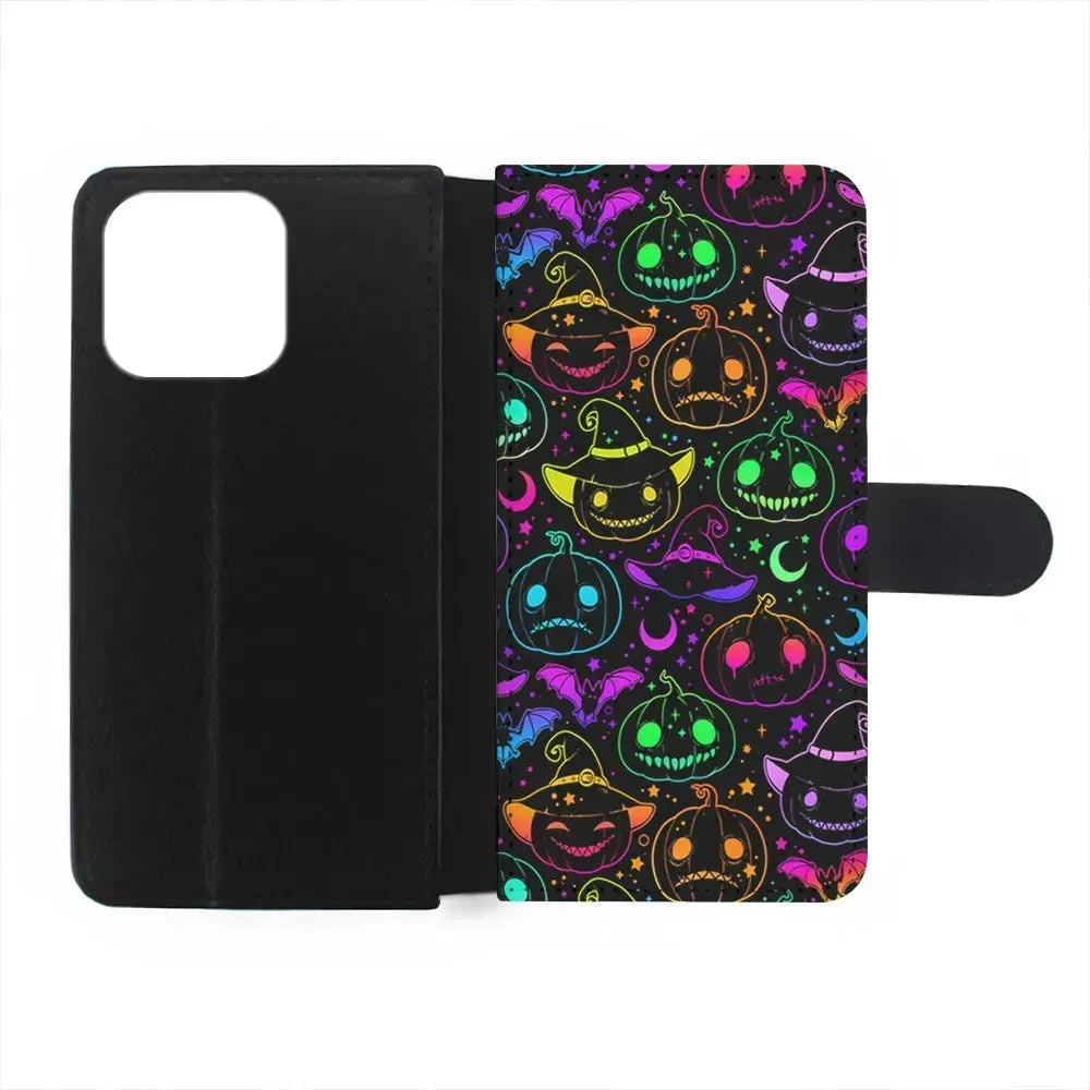 Halloween Pumpkins and Flying Bats iPhone 15 Pro Max Case-Flip Wallet Case-Xtracase
