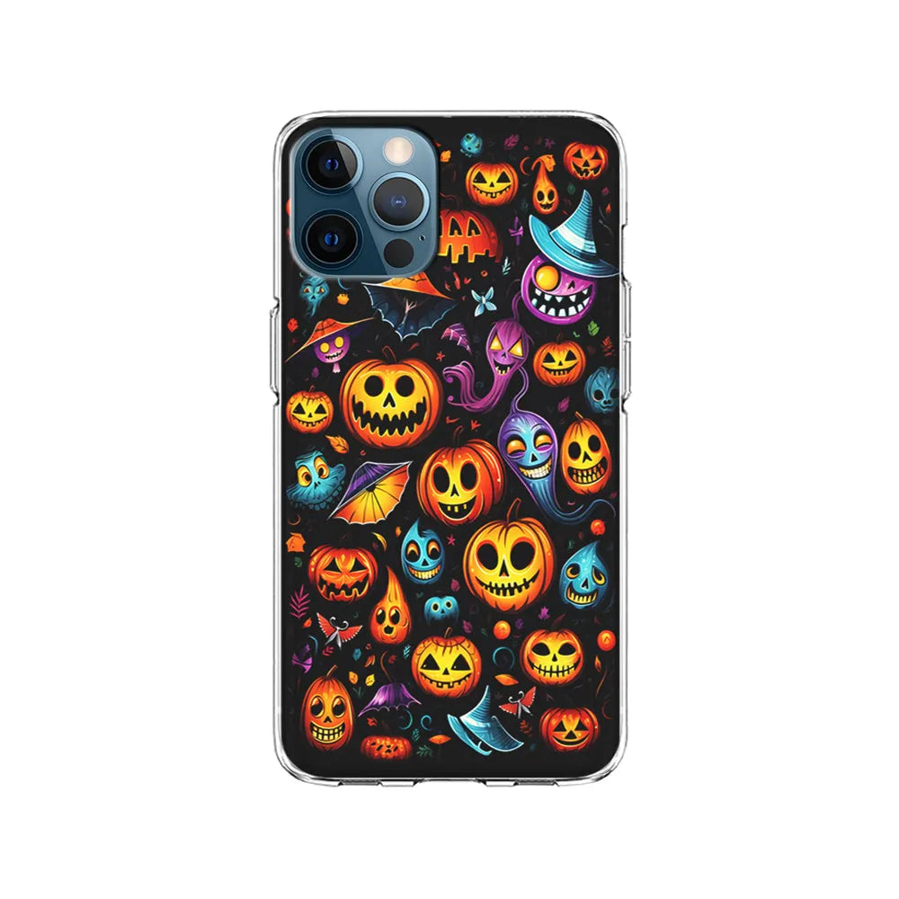 Halloween Pumpkins and Ghosts iPhone 13 Pro Case-Clear Soft Case-Xtracase