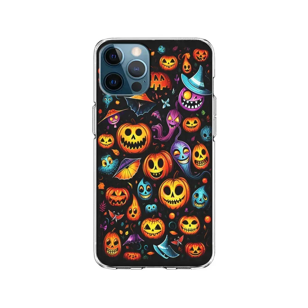Halloween Pumpkins and Ghosts iPhone 15 Pro Max Case-Clear Soft Case-Xtracase