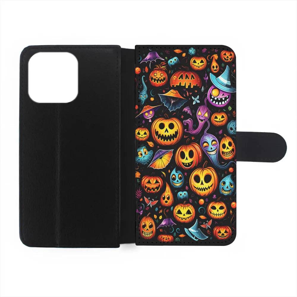Halloween Pumpkins and Ghosts iPhone 13 Pro Case-Flip Wallet Case-Xtracase