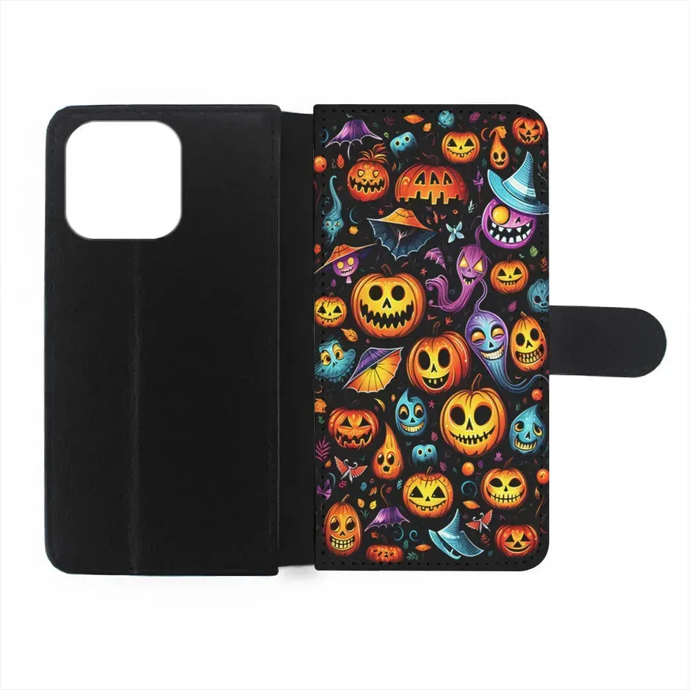 Halloween Pumpkins and Ghosts iPhone 15 Pro Max Case-Flip Wallet Case-Xtracase