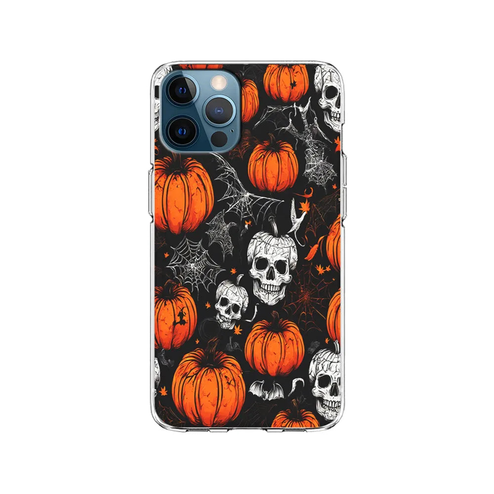 Halloween Skull and Spider Webs iPhone 13 Pro Case-Clear Soft Case-Xtracase