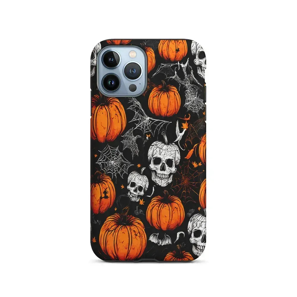 Halloween Skull and Spider Webs iPhone 15 Pro Max Case-2 in 1 Tough Case-Xtracase
