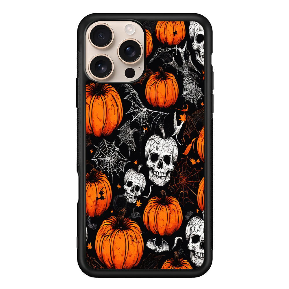 Halloween Skull and Spider Webs iPhone 16 Pro Max Case - iPhone 16 Pro Max