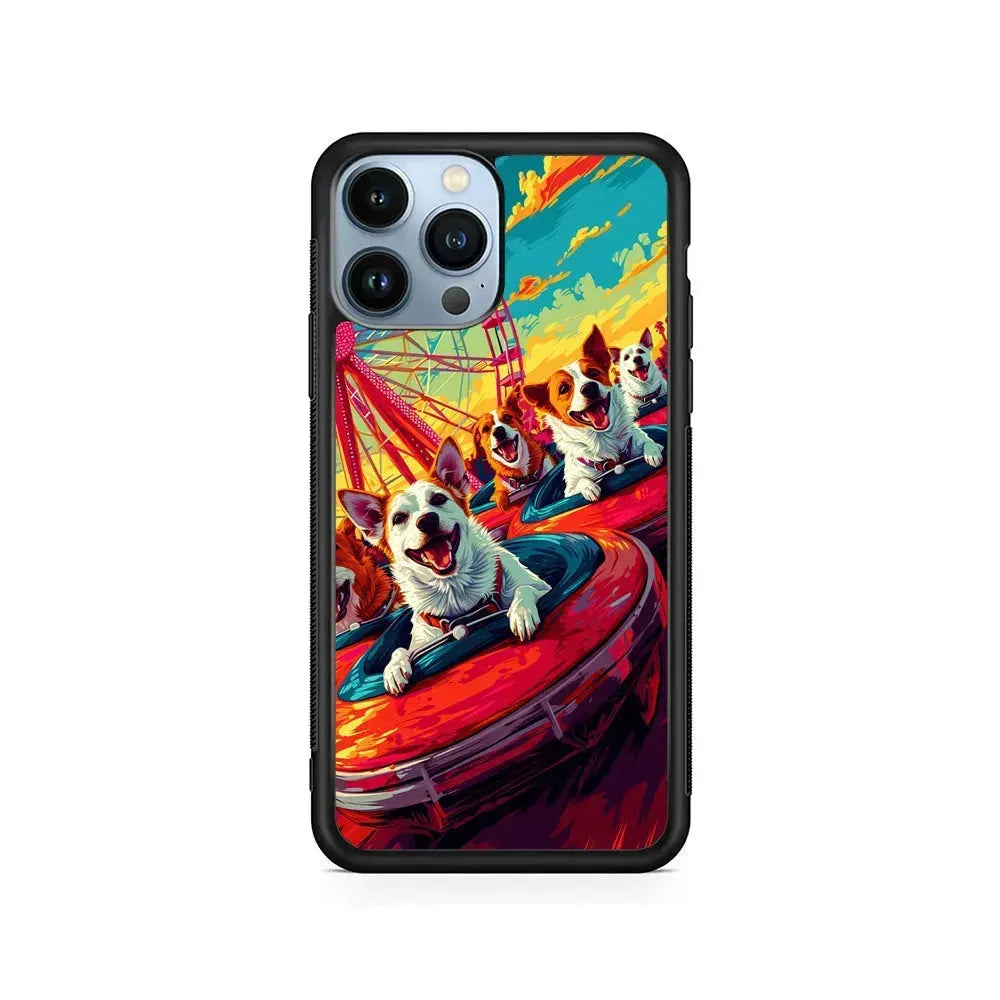 Happy Dogs At Carnival iPhone 15 Pro Max Case-Rubber / Black (2D Case)-Xtracase