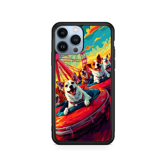 Happy Dogs At Carnival iPhone 13 Pro Case-Rubber / Black (2D Case)-Xtracase