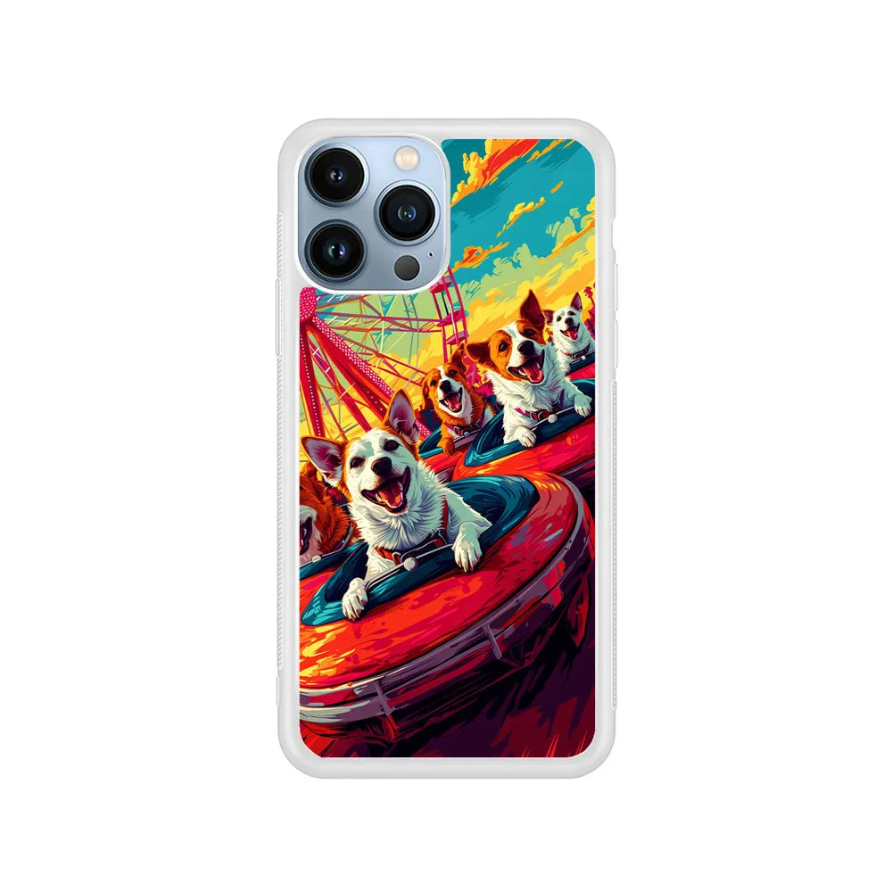 Happy Dogs At Carnival iPhone 13 Pro Case-Rubber / White (2D Case)-Xtracase