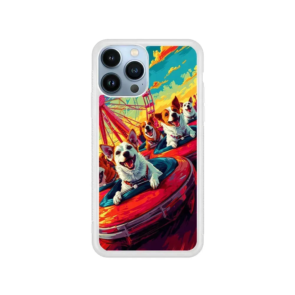 Happy Dogs At Carnival iPhone 15 Pro Max Case-Rubber / White (2D Case)-Xtracase