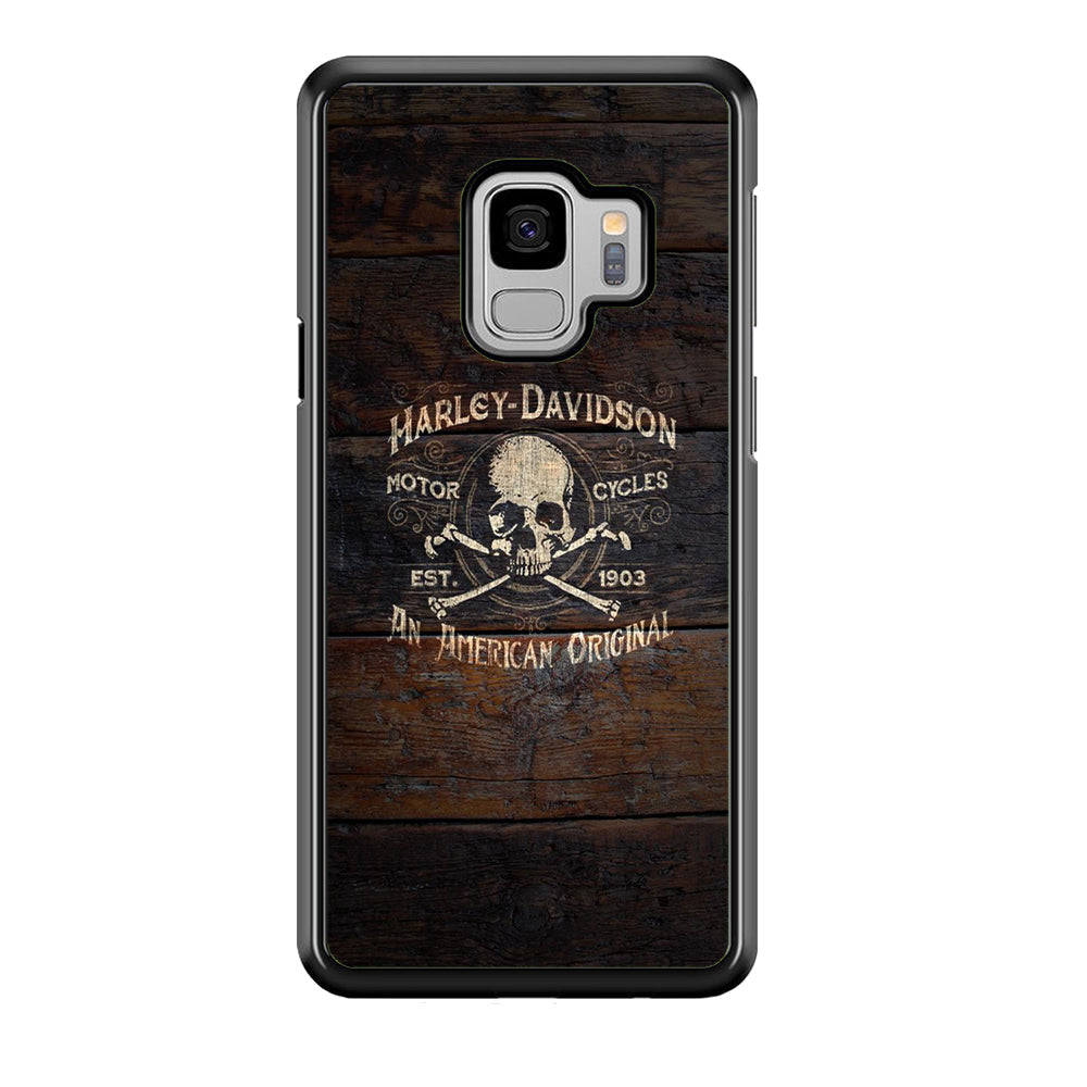 Harley Davidson Skull Logo In Wood Samsung Galaxy S9 Case-Xtracase