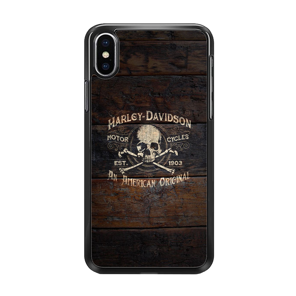 Harley Davidson Skull Logo In Wood iPhone XS MAX Case-Xtracase