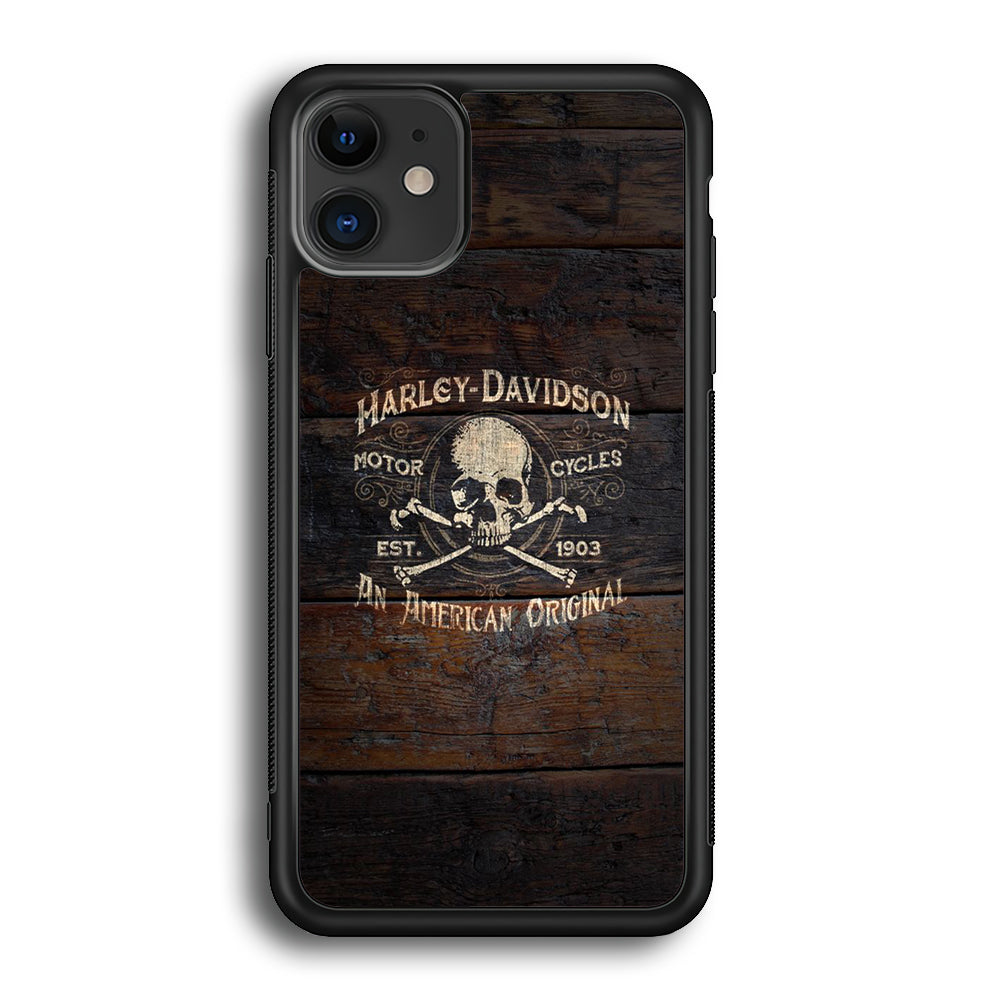 Harley Davidson Skull Logo In Wood iPhone 12 Case-Xtracase