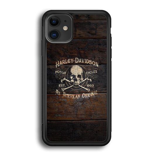 Harley Davidson Skull Logo In Wood iPhone 12 Case-Xtracase