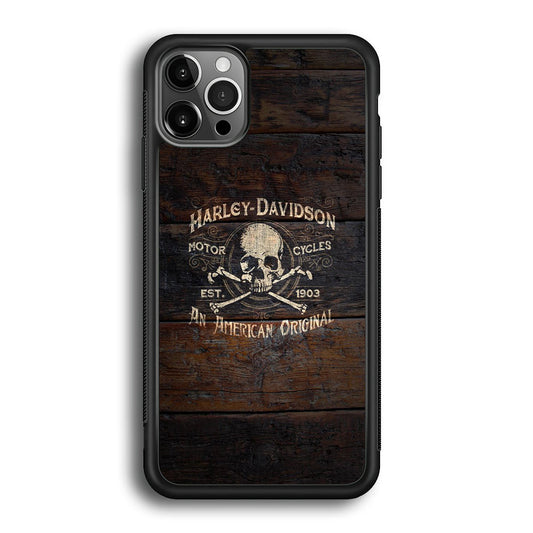 Harley Davidson Skull Logo In Wood iPhone 12 Pro Max Case-Xtracase