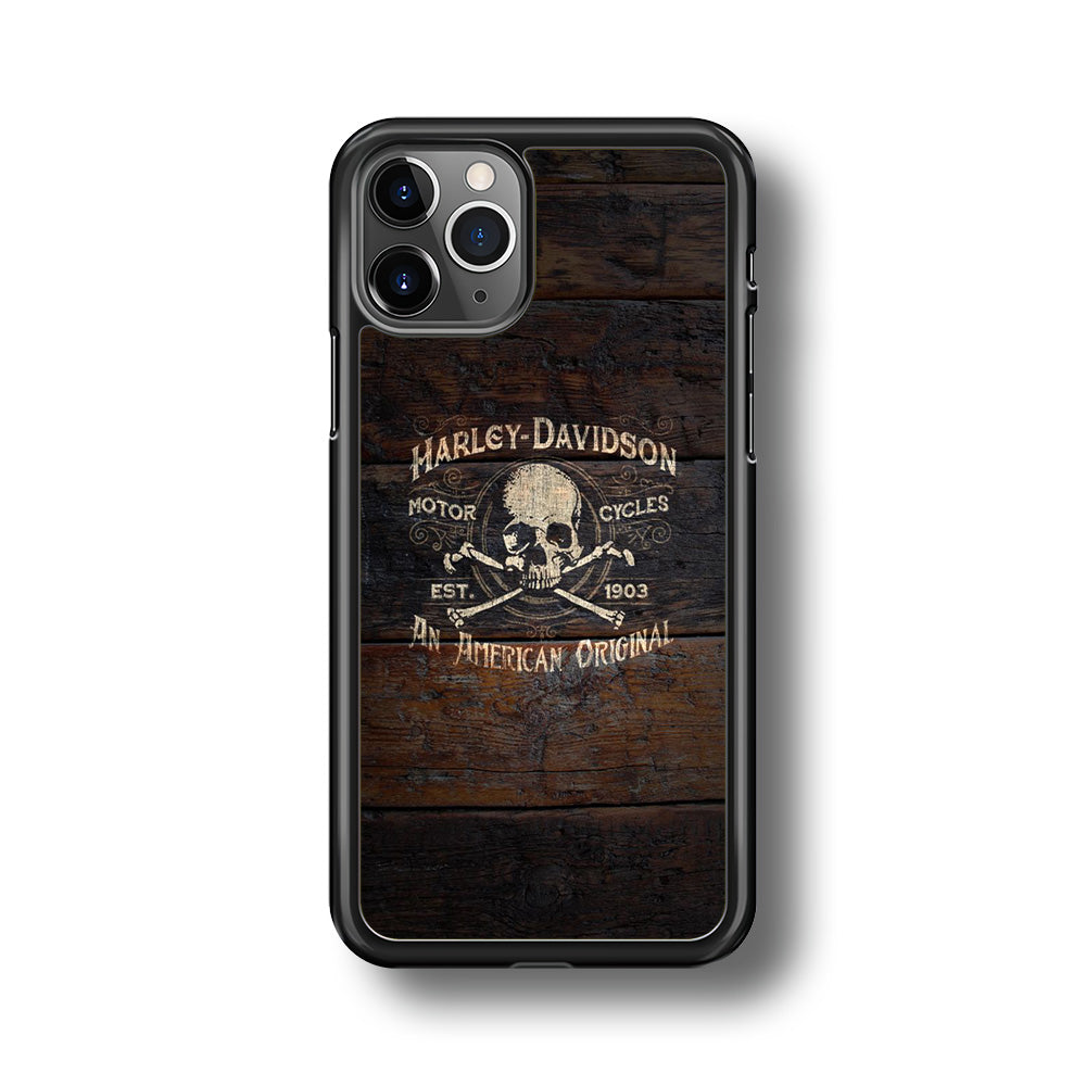 Harley Davidson Skull Logo In Wood iPhone 11 Pro Max Case-Xtracase