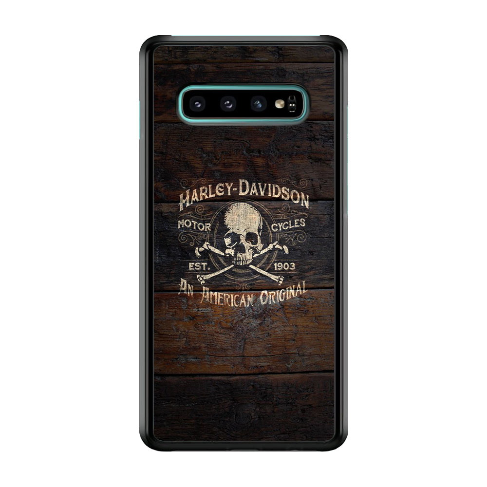 Harley Davidson Skull Logo In Wood Samsung Galaxy S10 Case-Xtracase