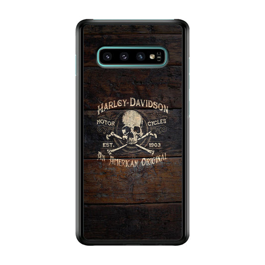 Harley Davidson Skull Logo In Wood Samsung Galaxy S10 Case-Xtracase