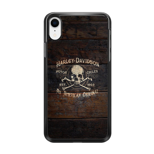 Harley Davidson Skull Logo In Wood iPhone XR Case-Xtracase