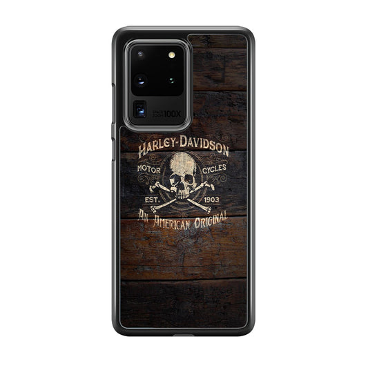 Harley Davidson Skull Logo In Wood Samsung Galaxy S20 Ultra Case-Xtracase