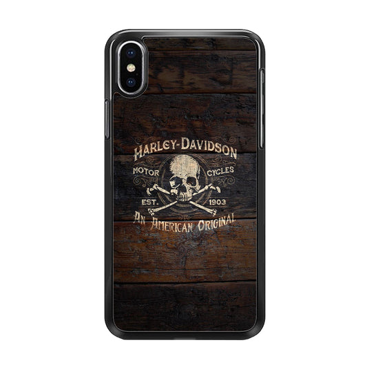 Harley Davidson Skull Logo In Wood iPhone X Case-Xtracase