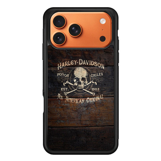 Harley Davidson Skull Logo In Wood iPhone 17 Pro Max Case