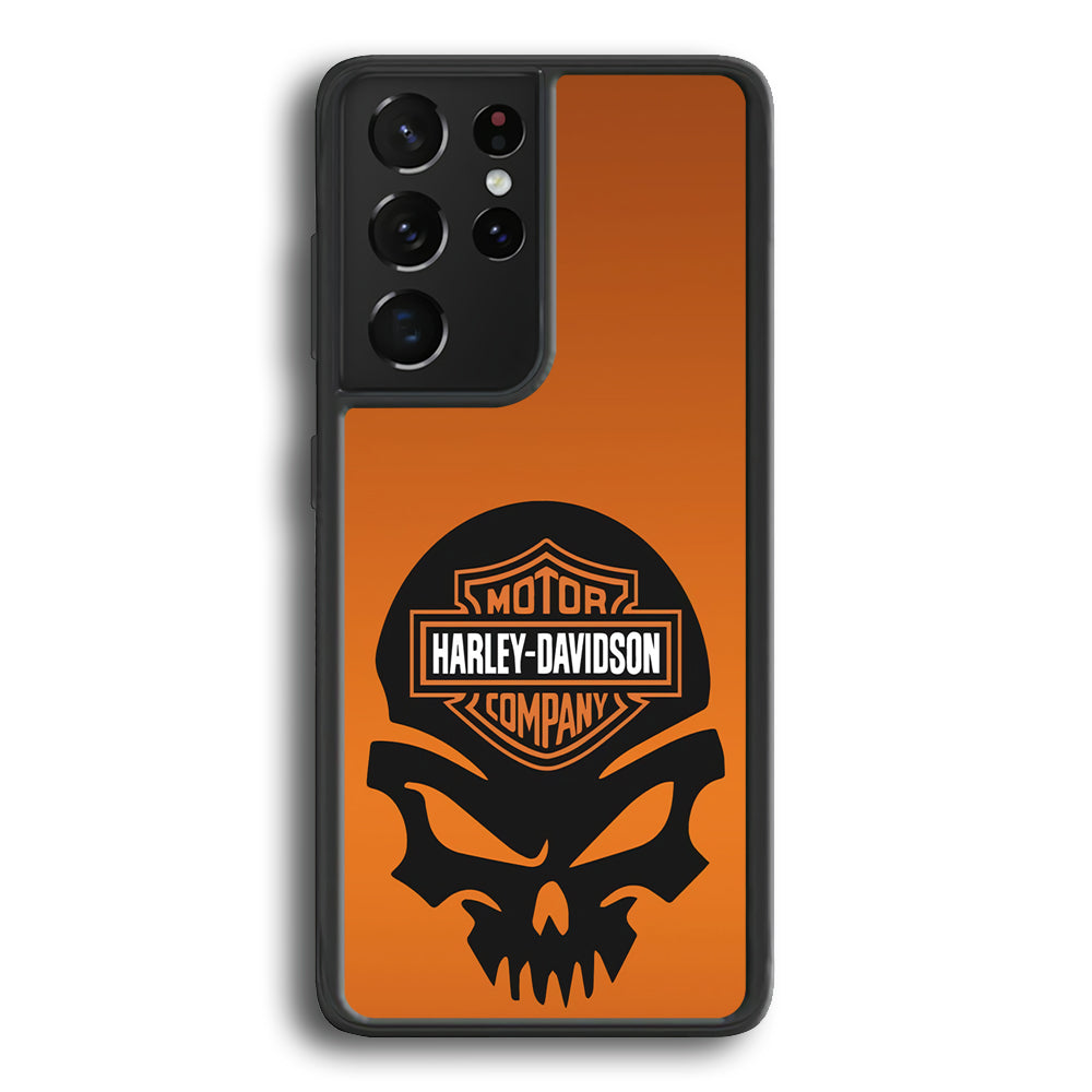 Harley Orange Skull Emblem Samsung Galaxy S21 Ultra Case-Xtracase