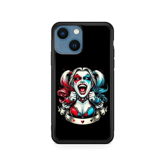 Harley Quinn Scream iPhone 13 Mini Case-Rubber / Black (2D Case)-Xtracase