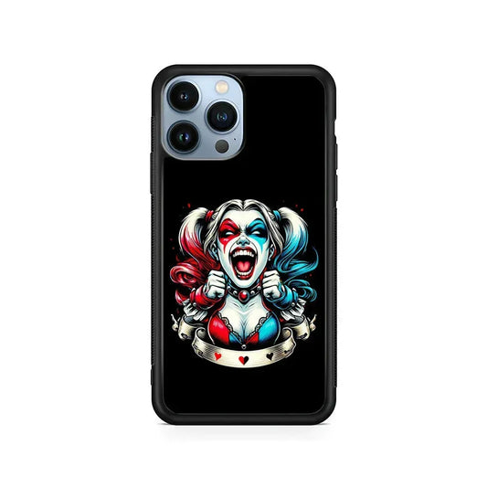 Harley Quinn Scream iPhone 15 Pro Max Case-Rubber / Black (2D Case)-Xtracase