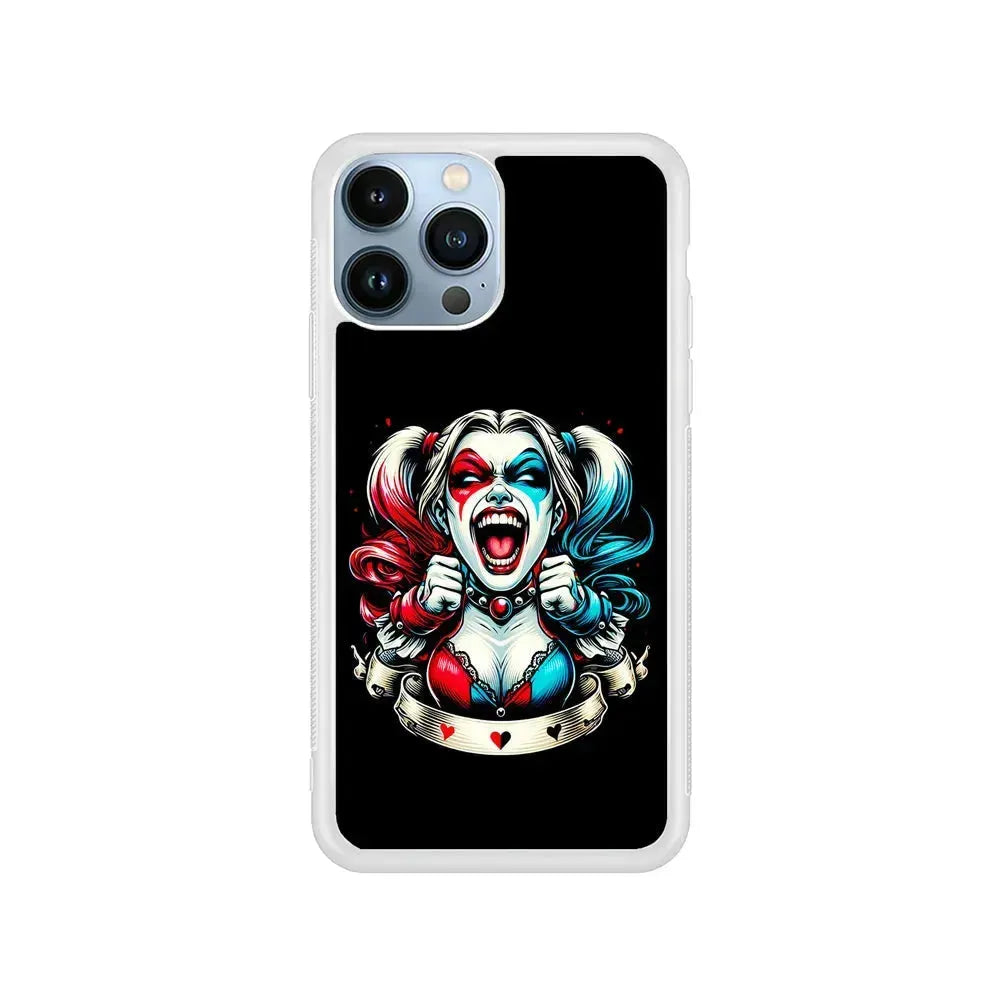 Harley Quinn Scream iPhone 15 Pro Max Case-Rubber / White (2D Case)-Xtracase