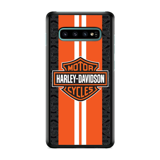 Harley Davidson Orange Stripe White Samsung Galaxy S10 Case-Xtracase
