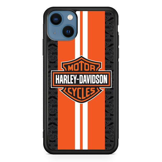 Harley Davidson Orange Stripe White iPhone 15 Plus Case-Xtracase
