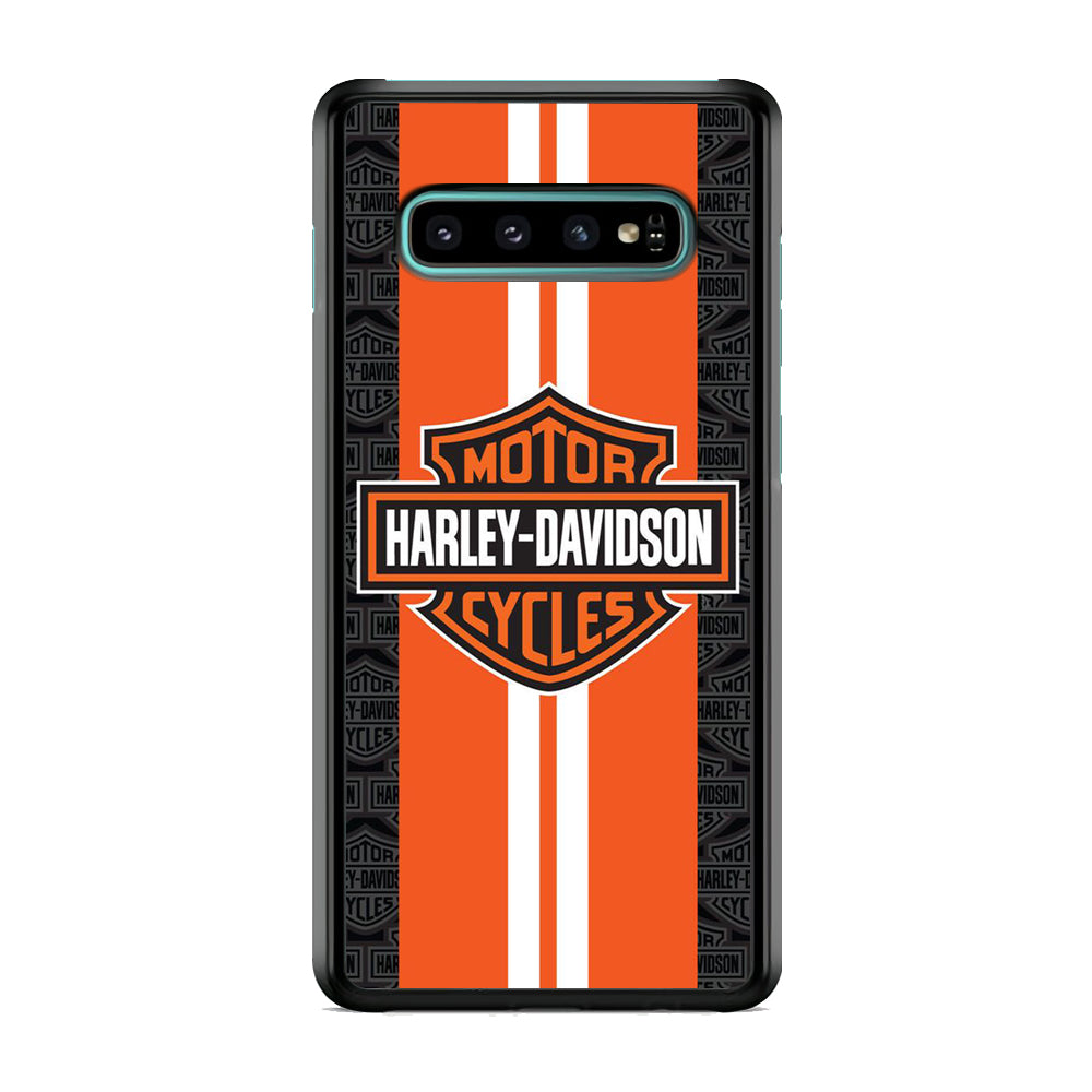 Harley Davidson Orange Stripe White Samsung Galaxy S10 Plus Case-Xtracase