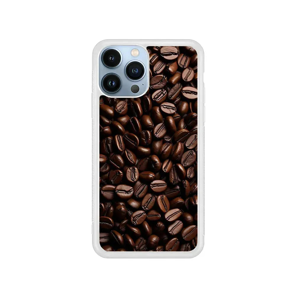 Heap of Roasted Coffee Beans iPhone 15 Pro Max Case-Rubber / White (2D Case)-Xtracase