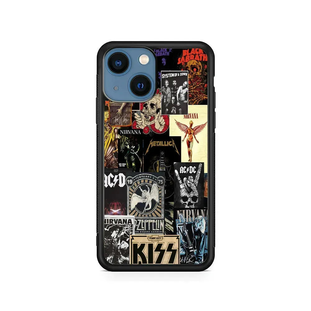 Heavy Metal Rock Music Band iPhone 13 Mini Case-Rubber / Black (2D Case)-Xtracase