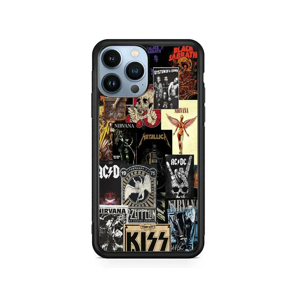 Heavy Metal Rock Music Band iPhone 15 Pro Max Case-Rubber / Black (2D Case)-Xtracase