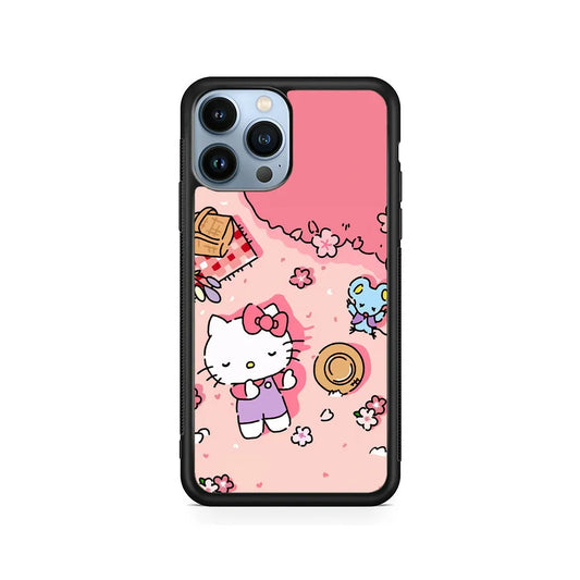 Hello Kitty Enjoy Picnic iPhone 13 Pro Case-Rubber / Black (2D Case)-Xtracase
