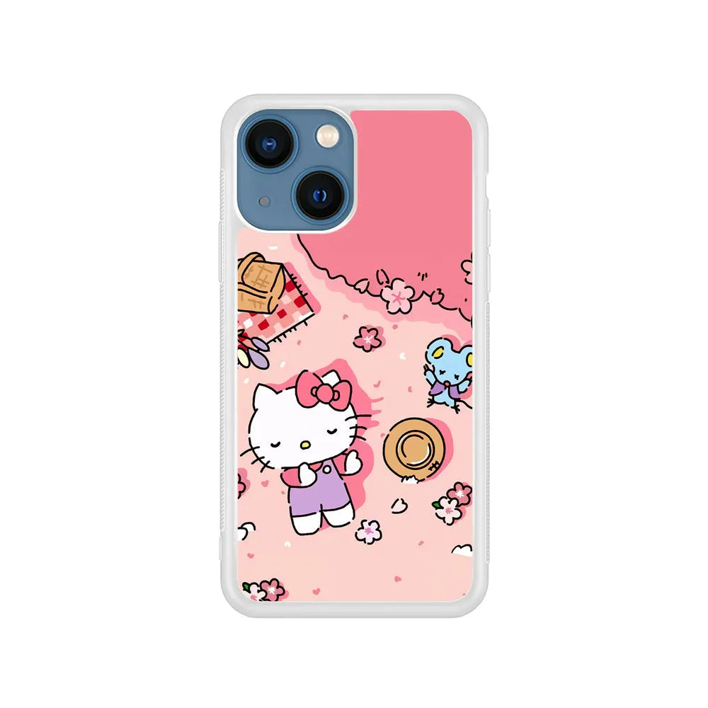 Hello Kitty Enjoy Picnic iPhone 15 Case-Rubber / White (2D Case)-Xtracase