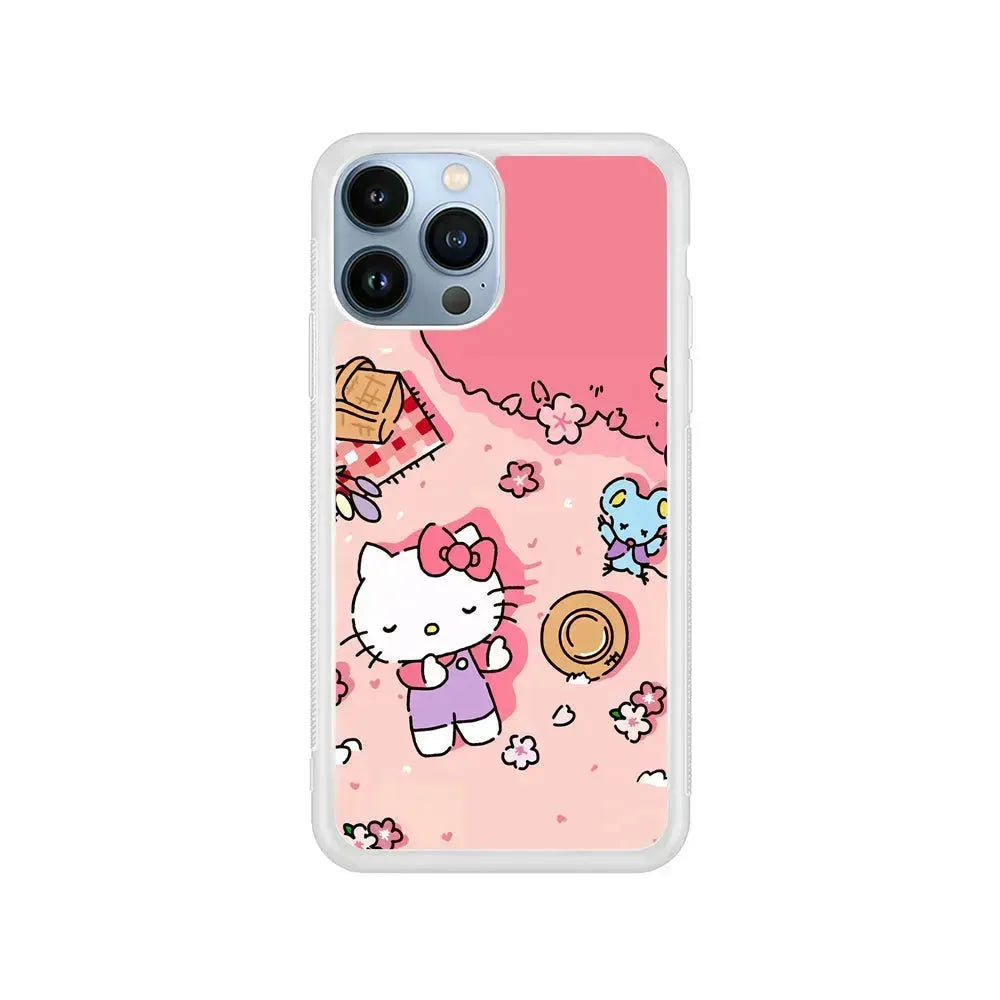 Hello Kitty Enjoy Picnic iPhone 15 Pro Max Case-Rubber / White (2D Case)-Xtracase