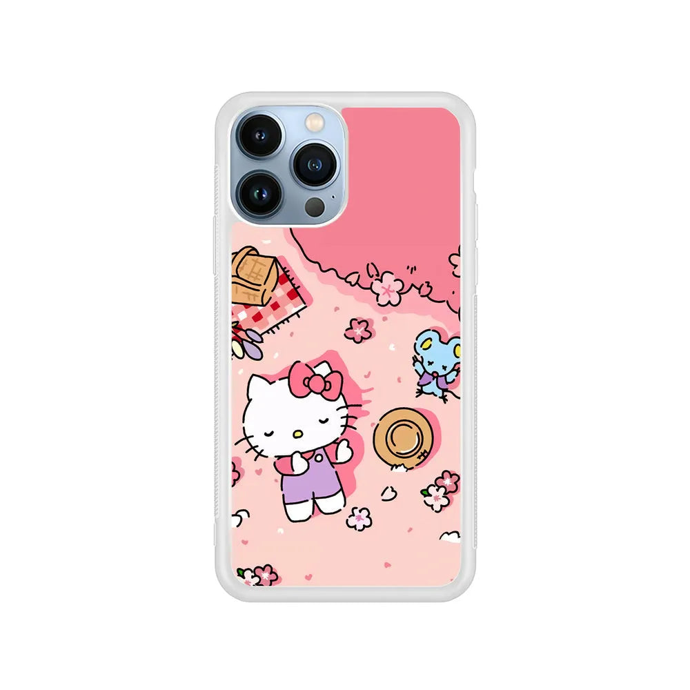 Hello Kitty Enjoy Picnic iPhone 13 Pro Case-Rubber / White (2D Case)-Xtracase