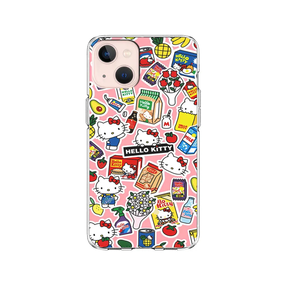 Hello Kitty Stickers iPhone 14 Plus Case-Clear Soft Case-Xtracase