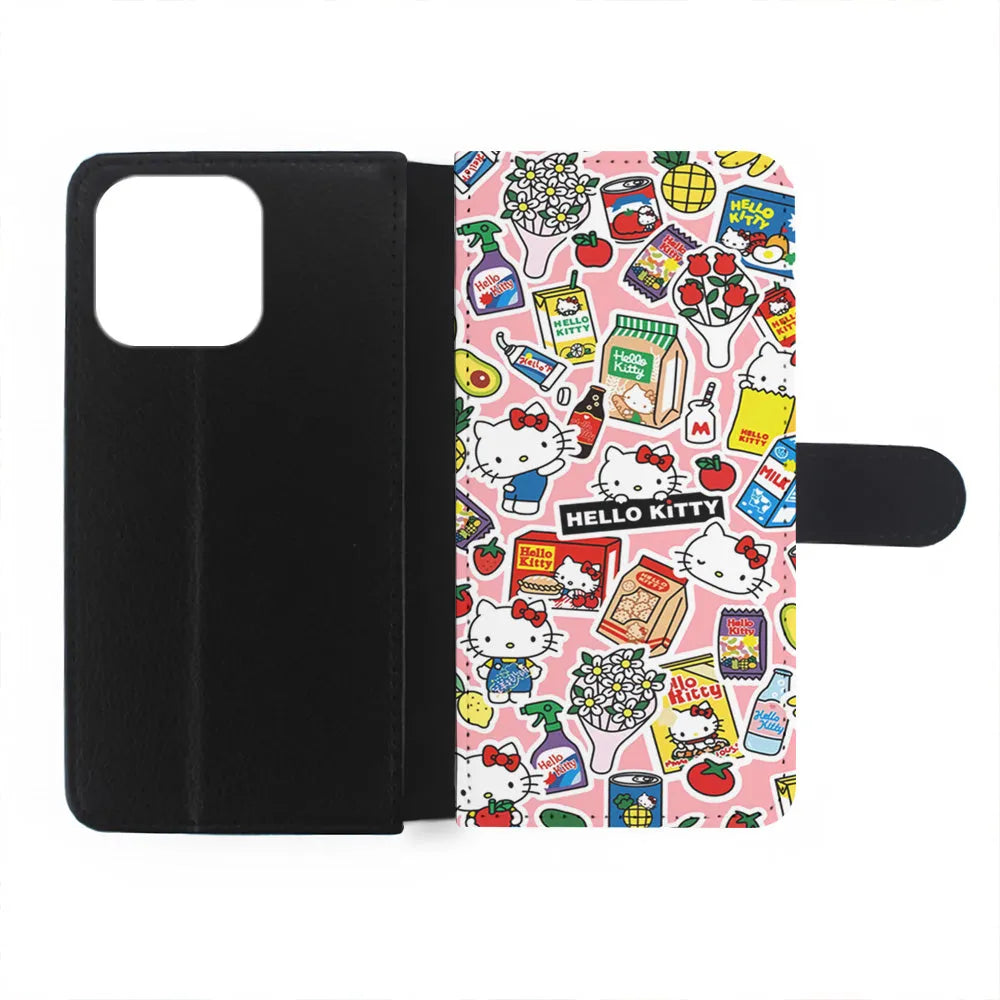Hello Kitty Stickers iPhone 13 Pro Case-Flip Wallet Case-Xtracase