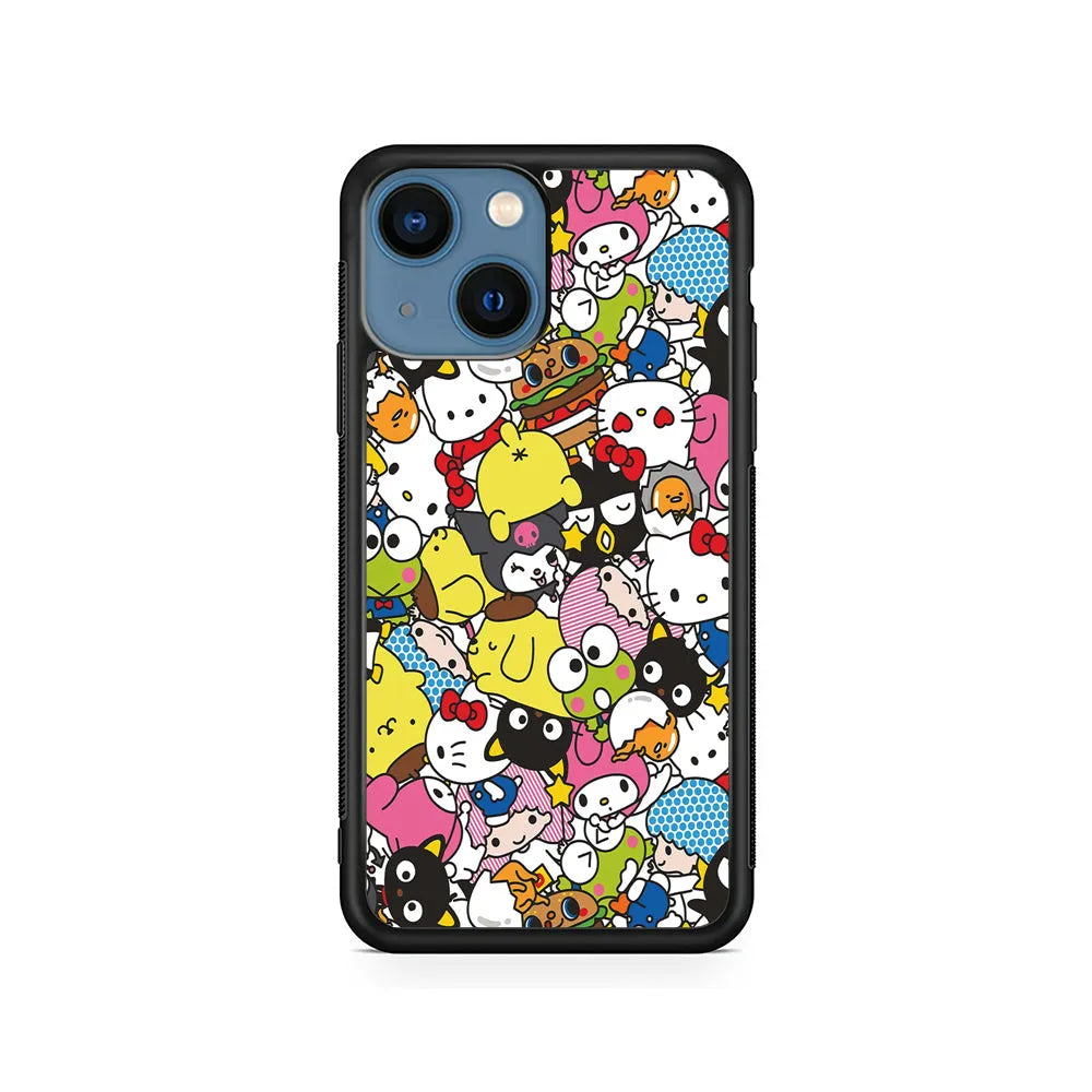 Hello Kitty and Friends Doodle iPhone 14 Plus Case-Rubber / Black (2D Case)-Xtracase