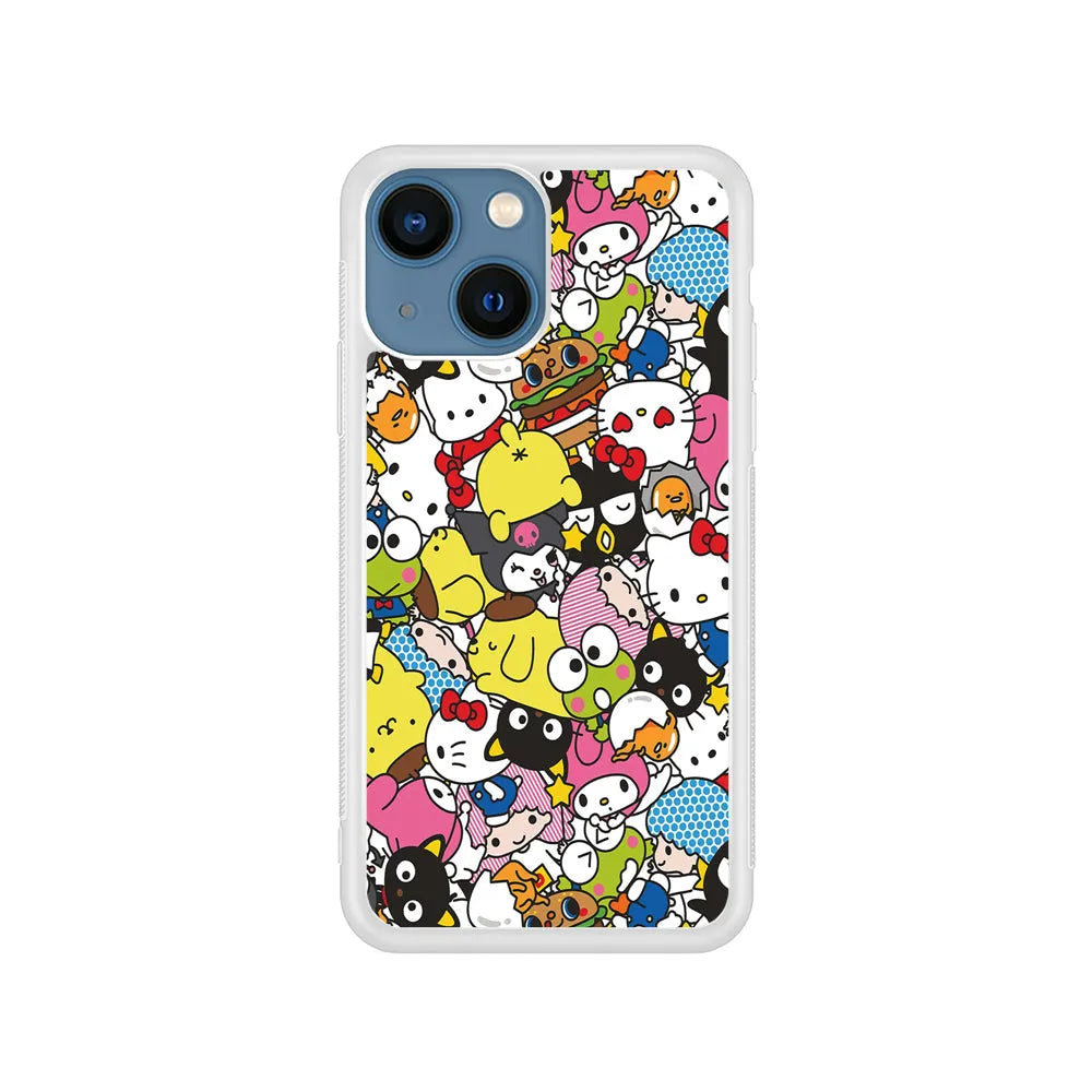 Hello Kitty and Friends Doodle iPhone 14 Plus Case-Rubber / White (2D Case)-Xtracase