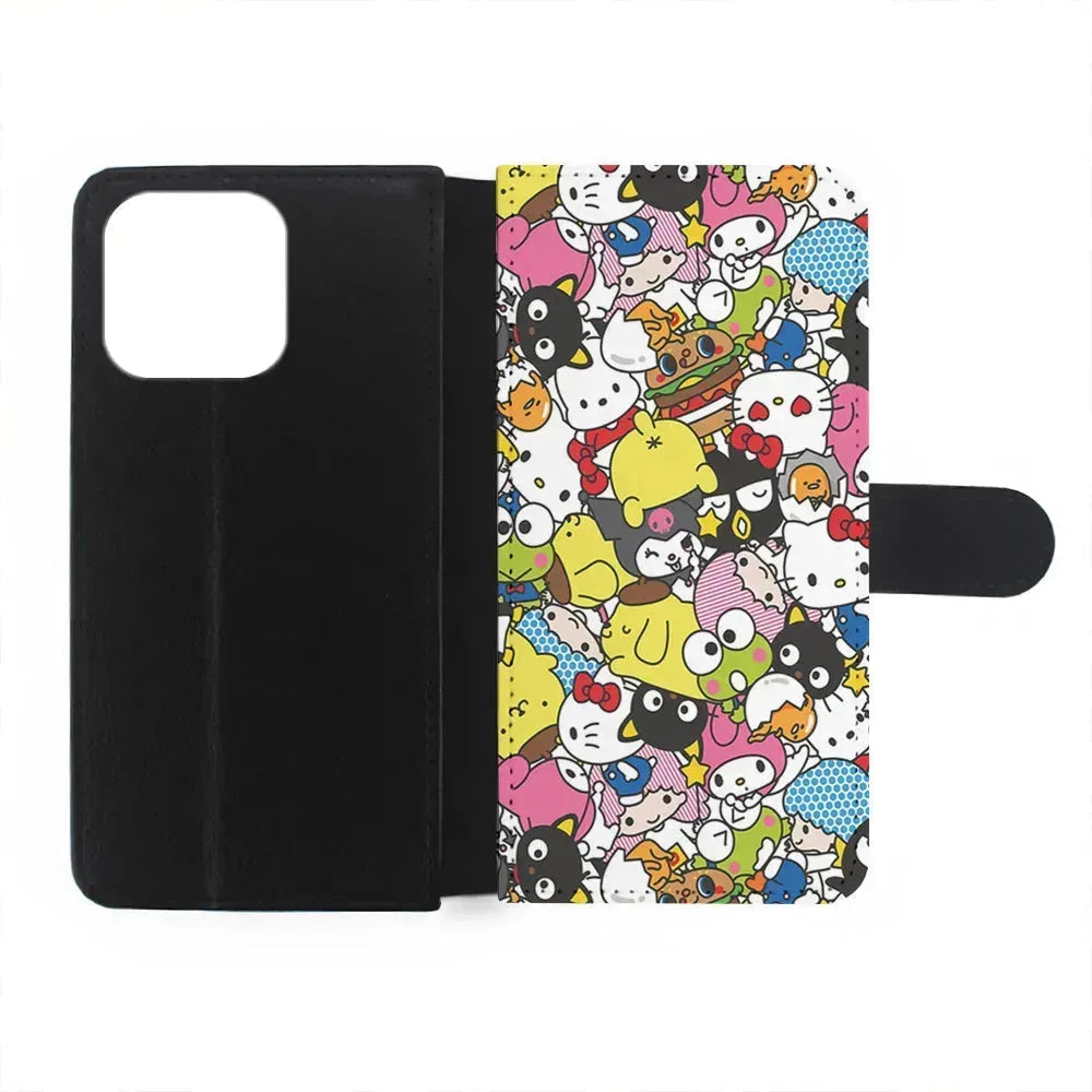 Hello Kitty and Friends Doodle iPhone 15 Pro Max Case-Flip Wallet Case-Xtracase