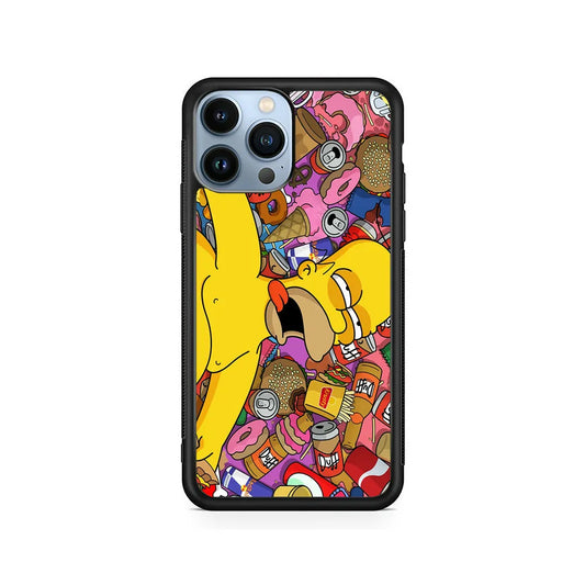 Homer Simpson Faint From Being Full iPhone 13 Pro Max Case-Rubber / Black (2D Case)-Xtracase