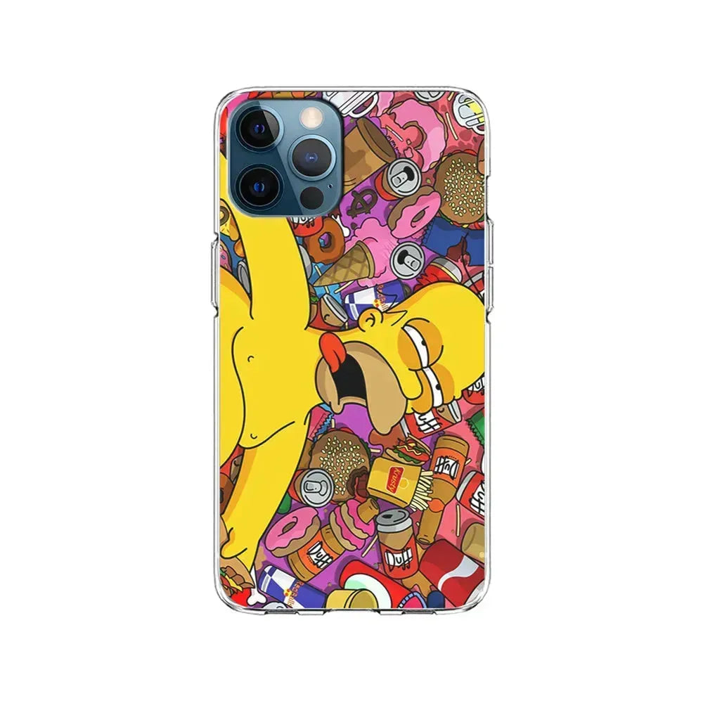 Homer Simpson Faint From Being Full iPhone 15 Pro Max Case-Clear Soft Case-Xtracase