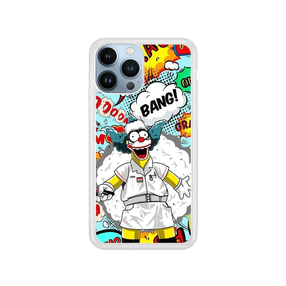 Homer Simpson Joker Bang iPhone 15 Pro Max Case-Rubber / White (2D Case)-Xtracase